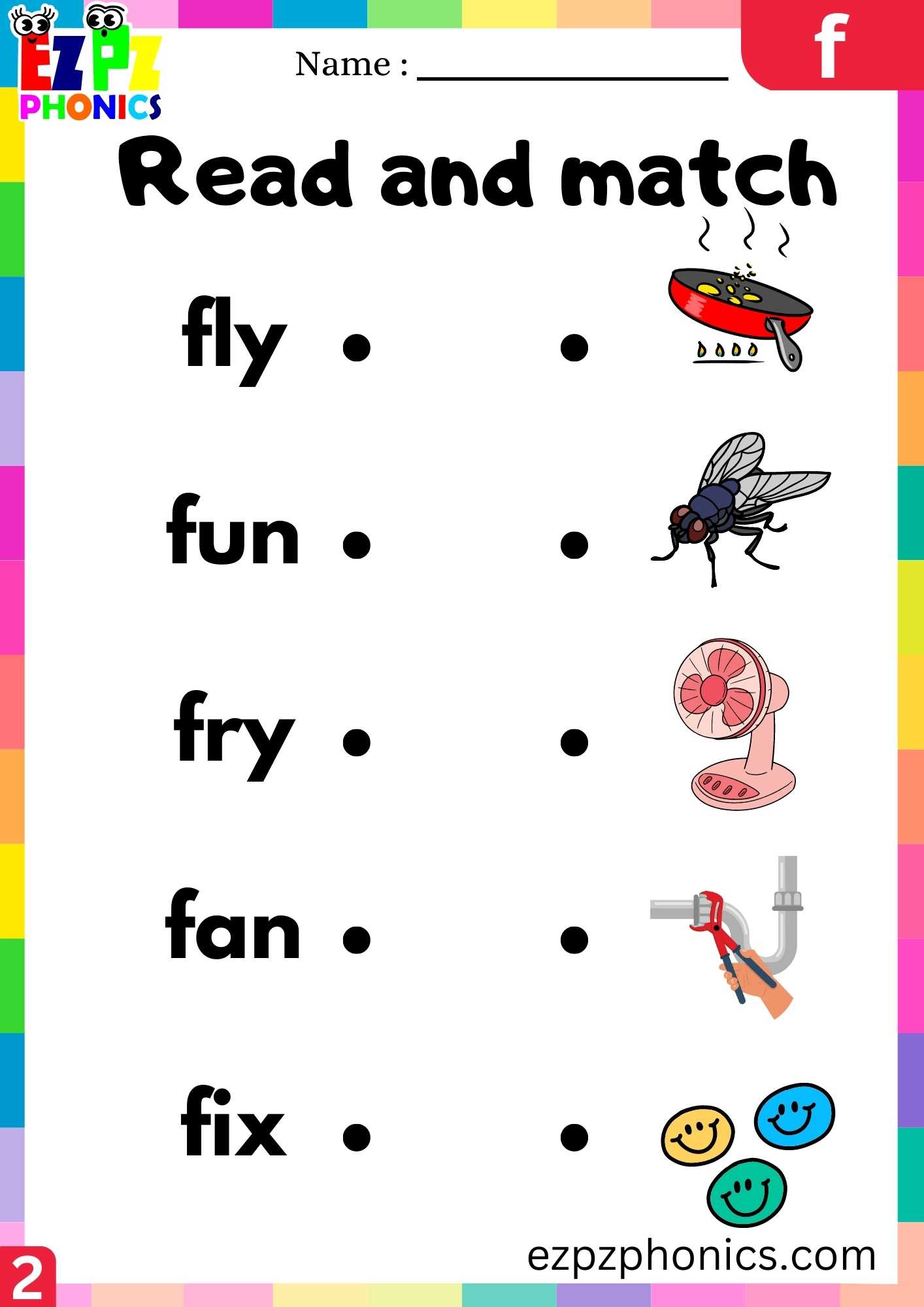 Group2 Letter F Read And Match Beginning Sounds Worksheet